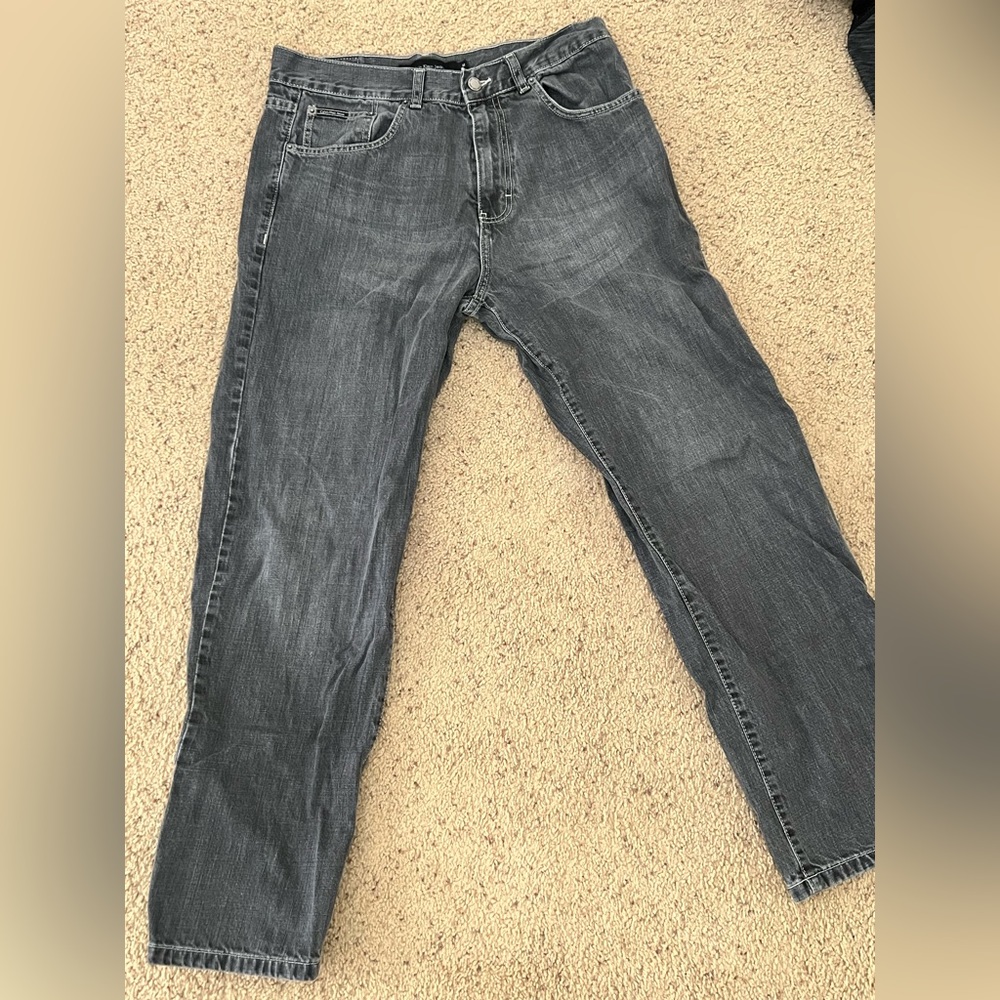 Men’s Calvin Klein Gray Black Jeans Size 32 Straight Leg